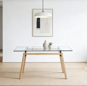 01 (1) Dining Table ORAN-296 Metal Wooden Effect Legs
