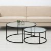 1 Galss Top Nesting Coffee Table Set #CFT3778