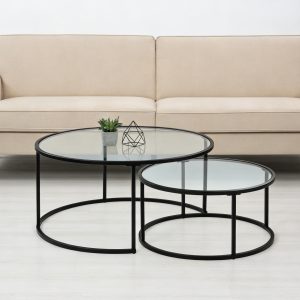 Galss Top Nesting Coffee Table Set #CFT3778