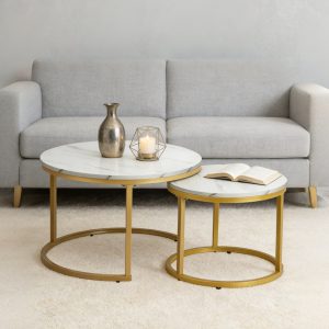 Faux Marble Top Coffee Table #CFT3760 Nesting