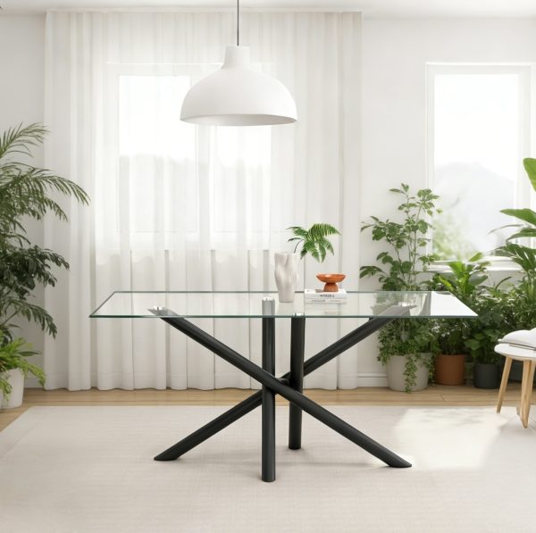 Glass Metal Dining Table KOSTI-283
