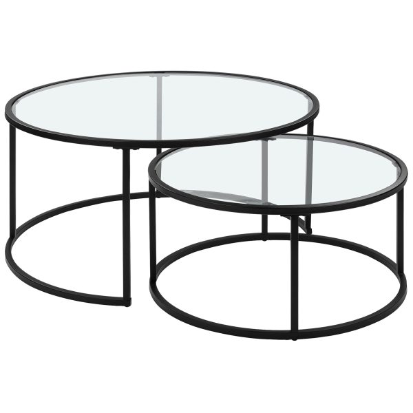 2 Galss Top Nesting Coffee Table Set #CFT3778