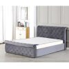 Nayola-1 Grey Velvet Fabric Upholstered Bed #396 With Ottoman Storage