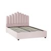 Pink-2 Velvet Bed Frame Pink #SHAULA-422