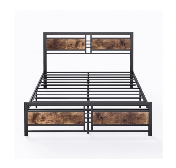 Metal Bed Frame #2051 with Wood Headboard and Footboard