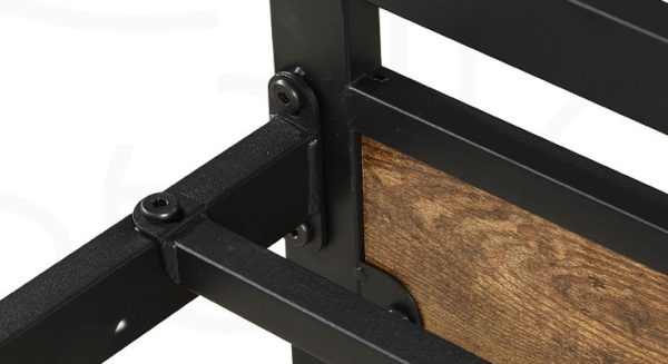 Metal Bed Frame #2051 with Wood Headboard and Footboard