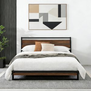 Black Metal Bed #2054 With Wood Finish