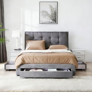 1 Fabric Upholstered Bed #319 Grey
