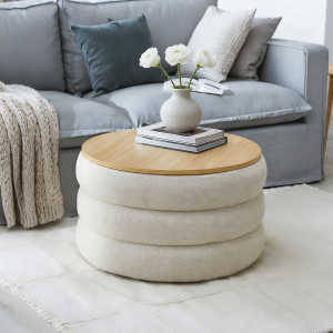 1 Storage Ottoman #129 With Wood Top
