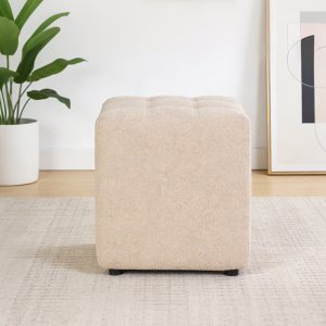 1 Boucle Fabric Upholstered Ottoman #102