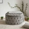1 Buttoned Round Ottoman #137 Grey