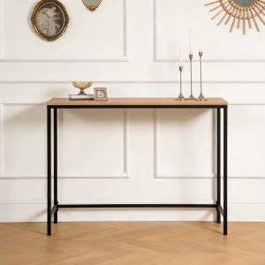 Wood Top Metal Frame Console Table #001