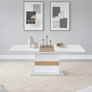 1 White High Glossy Dining Table #323 Extendable