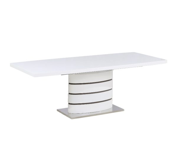 2 High Gloss Dining Table #529 Extendable White