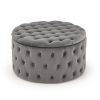 2 Buttoned Round Ottoman #137 Grey