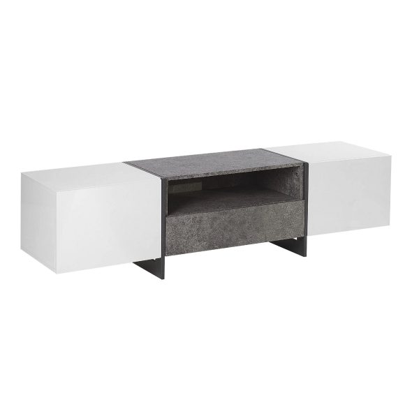 TV Stand #0136 Concrete & White