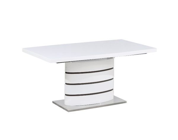 3 High Gloss Dining Table #529 Extendable White