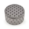 3 Buttoned Round Ottoman #137 Grey
