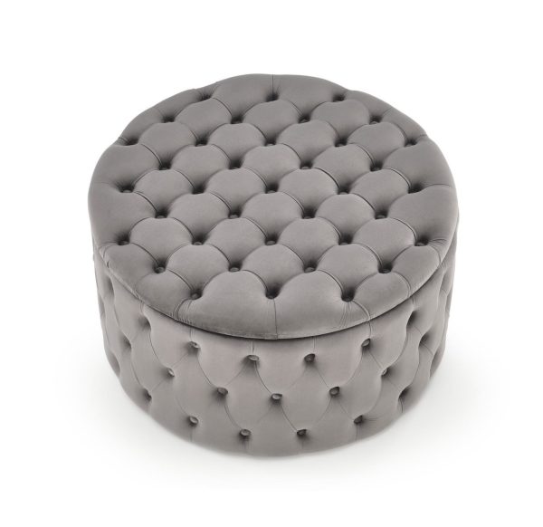 3 Buttoned Round Ottoman #137 Grey