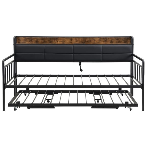 Industrial Metal Wood Daybed #705 With Trundle