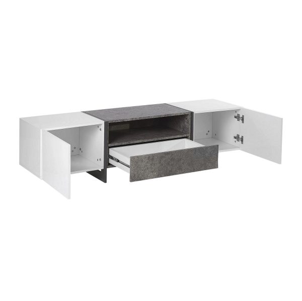 TV Stand #0136 Concrete & White