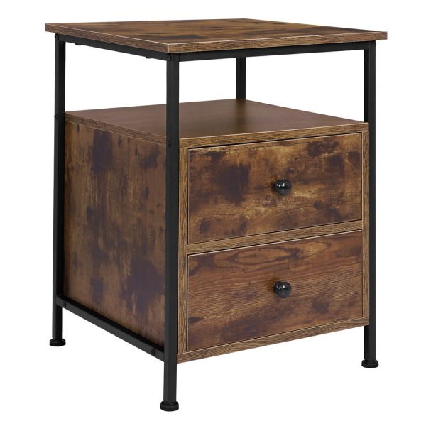 4038-3 Industrial Wood Metal Beside Table / Nightstand #4038