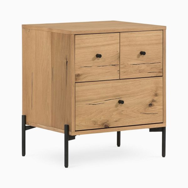 4039-3 Wood Beside Table /Nightstand #4039 With Metal Legs