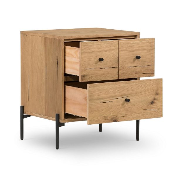 4039-4 Wood Beside Table /Nightstand #4039 With Metal Legs