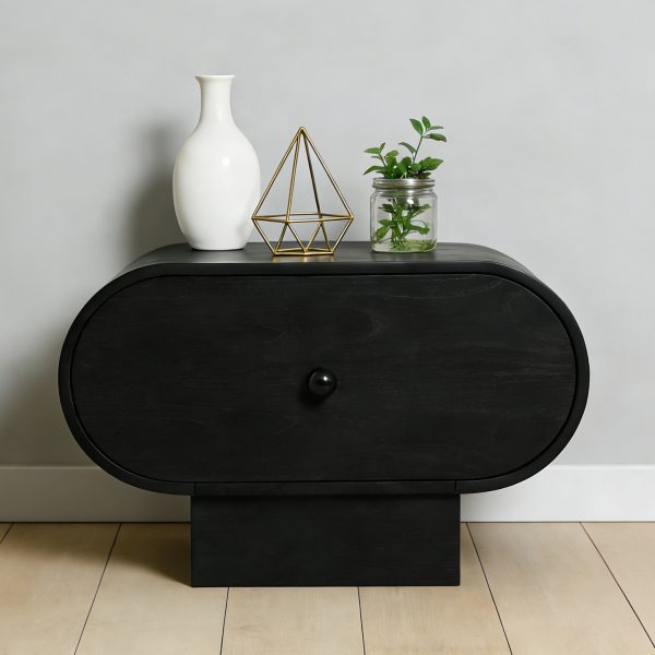 4040 (1) Black Nightstand / Beside Table #4040
