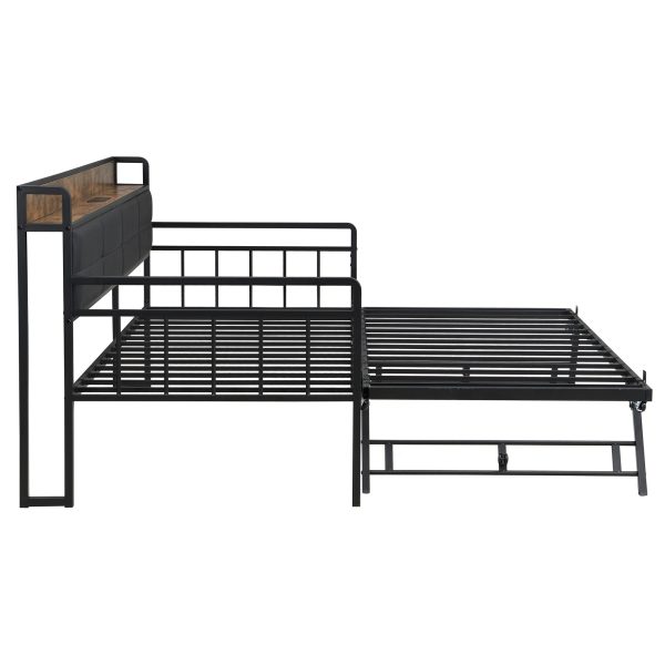 Industrial Metal Wood Daybed #705 With Trundle