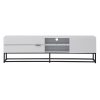 MDF TV Unit #0121 White With Black Metal Base