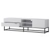 MDF TV Unit #0121 White With Black Metal Base
