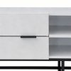 MDF TV Unit #0121 White With Black Metal Base