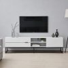 MDF TV Unit #0121 White With Black Metal Base
