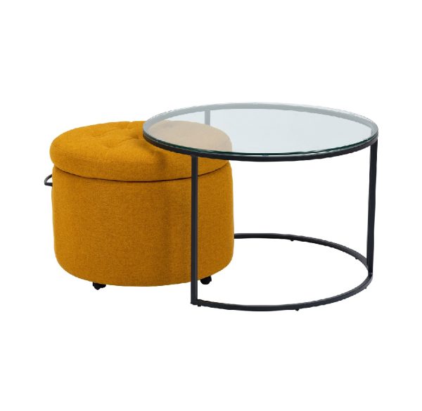 Yellow (4) Coffee Table Set #3739 With a Seat