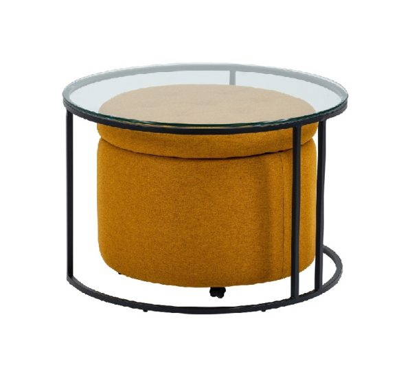 Yellow (5) Coffee Table Set #3739 With a Seat