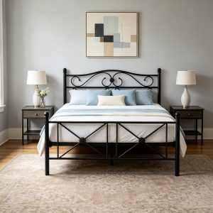 Black Color Bed Frame #2021 Metal Material