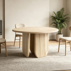 01 Natural Wood Color Dining Table #385 Round