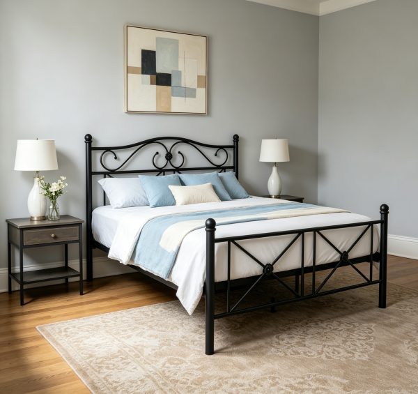 Black Color Bed Frame #2021 Metal Material
