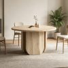 02 Natural Wood Color Dining Table #385 Round