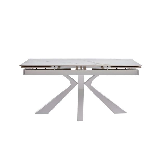 03 Sintered Stone Extendable Dining Table #564 With White Metal Legs