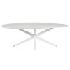 03 Wood Top Metal Legs Dining Table #1016 White