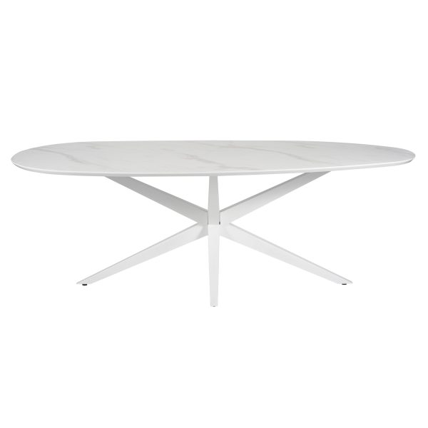 03 Wood Top Metal Legs Dining Table #1016 White