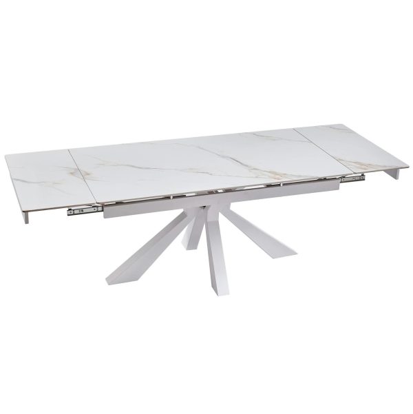 06 Sintered Stone Extendable Dining Table #564 With White Metal Legs