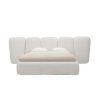 3 Modern Bed Frame #1017 Off-White with Big Bed Head
