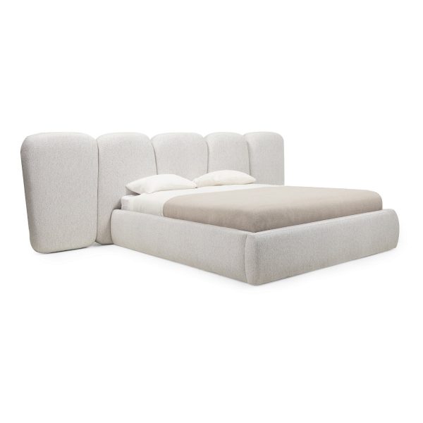 4 Modern Bed Frame #1017 Off-White with Big Bed Head