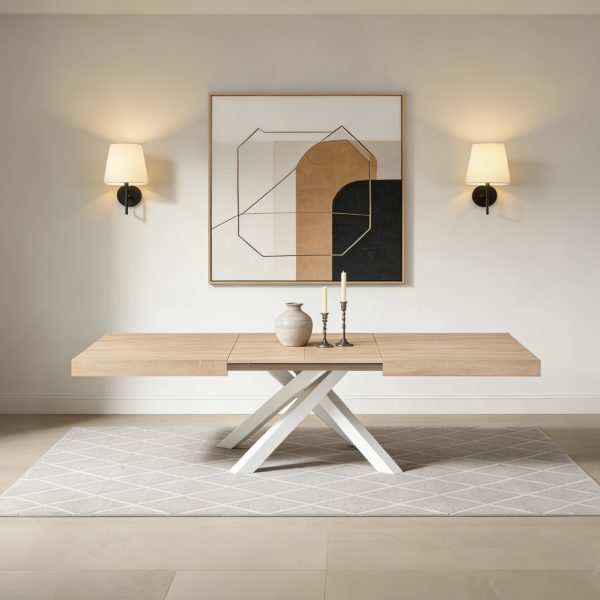 555 Sonoma (1) White Metal Legs Dining Table #535 With Wood Top