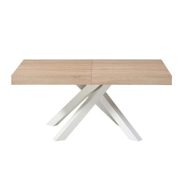 555 Sonoma (5) White Metal Legs Dining Table #535 With Wood Top