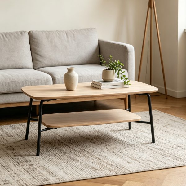 01 2 Tie Wooden Coffee Table #3780 With Metal Legs