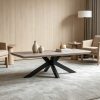 02 Wooden Top Metal Legs Coffee Table #3756